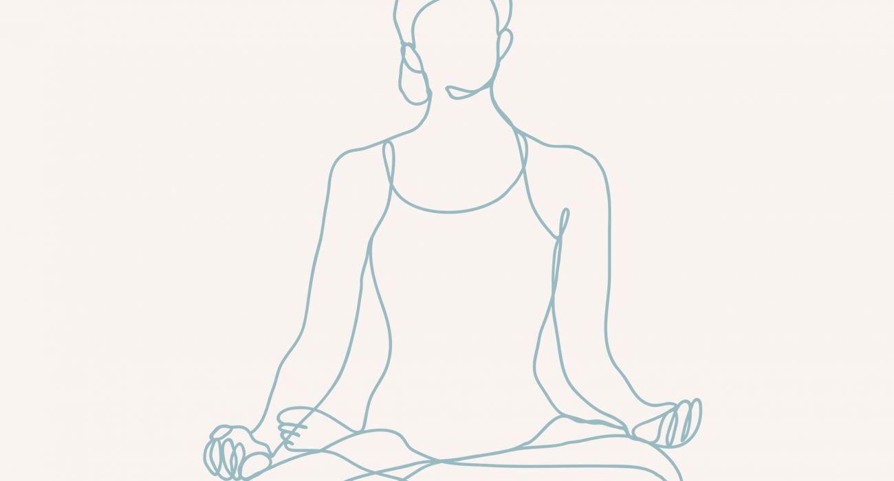 Yoga pose line art sticker, simple drawing collage element psd
